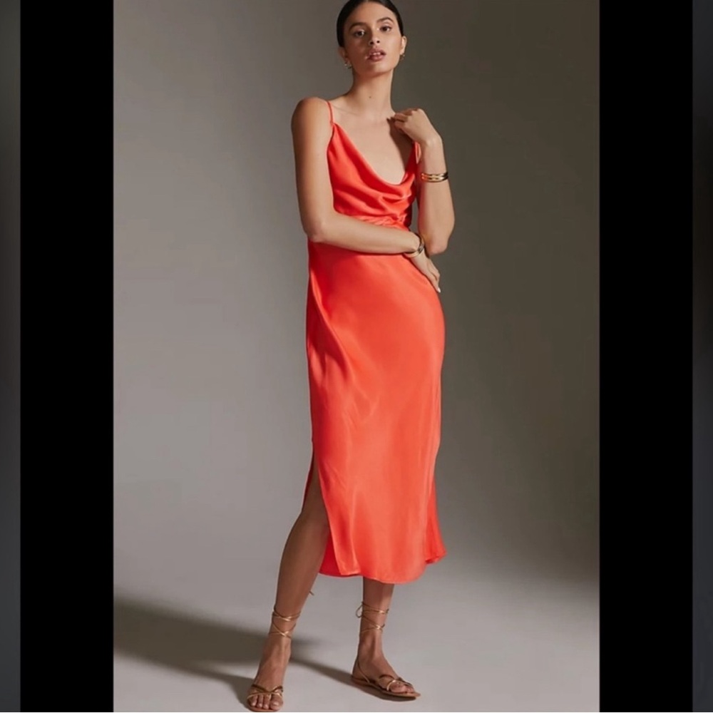 EXPRESS (PRICE DROP ⬇️).  Nwt Satin Coral Slip Midi Dress From original $99